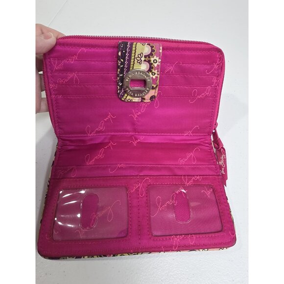Vera Bradley Wallet Womens Pink Purple Floral Zip Around Organizer Clutch Purse - Picture 5 of 7
